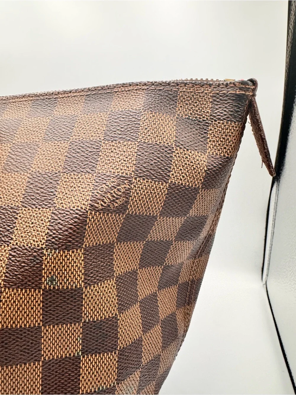 Authentic Louis Vuitton Saleya MM Damier Ebene Tote Bag Red Interior